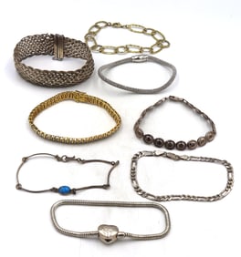 Group lot of 8 Vintage 925 sterling silver bracelets