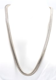 Lagos Caviar silver bead link necklace with snake hook
