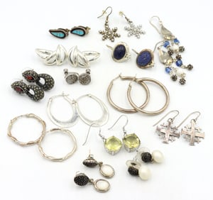 Group lot of Vintage 925 sterling silver earrings
