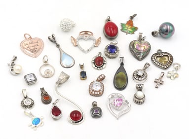 Group lot of Vintage 925 sterling silver pendants
