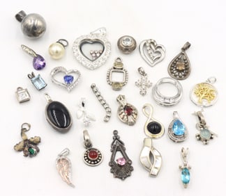 Group lot of vintage 925 sterling silver pendants