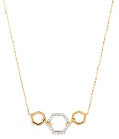 New 0.28ctw Diamond Open Triple Hexagonal Pendant Necklace in 14K