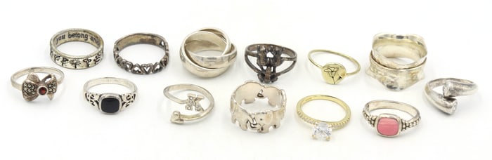 Vintage 925 sterling silver 13 rings