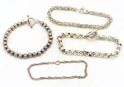 Vintage 925 sterling silver group lot of 4 bracelets
