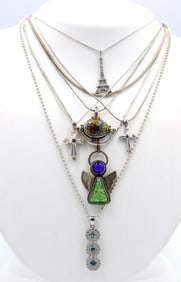 Group lot of 7 Vintage 925 sterling silver necklaces