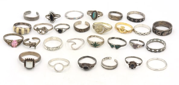 Group lot of Vintage 925 sterling silver rings