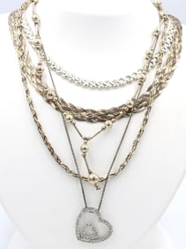 Vintage 925 sterling silver lot of 5 necklaces