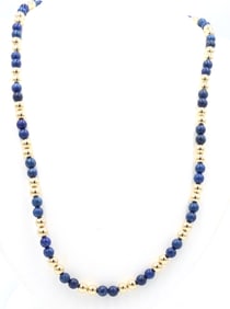 Lapis and gold bead necklace