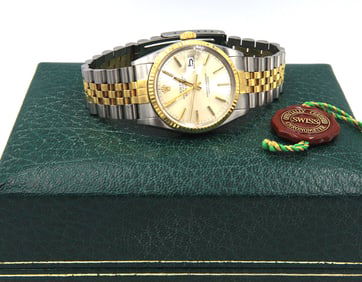 Rolex Datejust 36mm silver stick dial watch