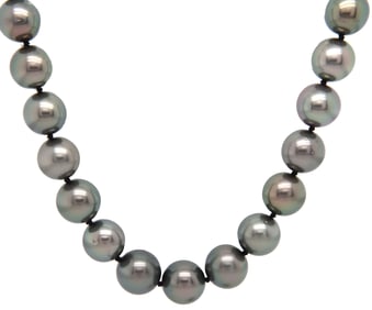 Iridesse Tahitian Diamond and Graduated Pearl Strand Necklace in 18K