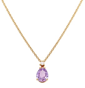 Tiffany & Co. 1.86ct Pear Cut Purple Sapphire and Diamond Pendant Necklace in 18K W/Tiffany Box and