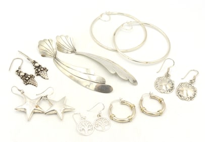 Group lot of vintage 925 sterling silver earrings