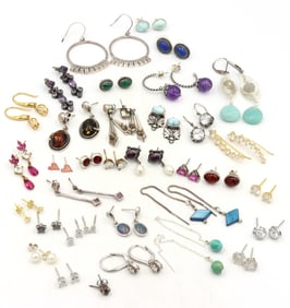 Group lot of vintage 925 sterling silver earrings