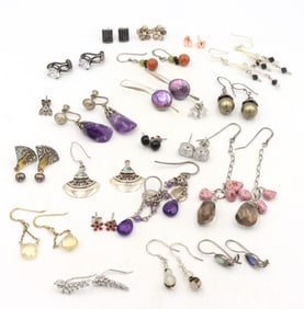 Group lot of vintage 925 sterling silver earrings