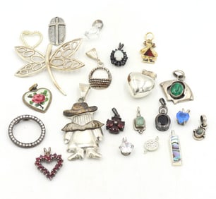 Group lot of Vintage 925 sterling silver pendants