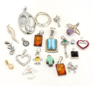 Group lot of Vintage 925 sterling silver pendants
