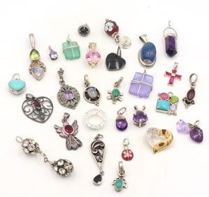 Group lot of Vintage 925 sterling silver pendants