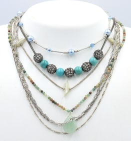 Group lot of 7 Vintage 925 sterling silver necklaces