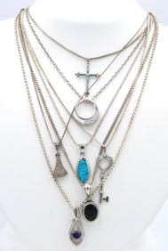 Group lot of 7 Vintage 925 sterling silver necklaces