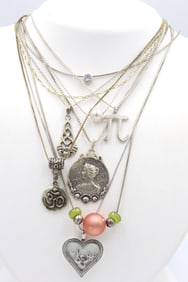 Group lot of 9 Vintage 925 sterling silver necklaces