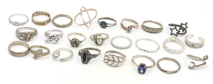 Group lot of Vintage 925 sterling silver rings