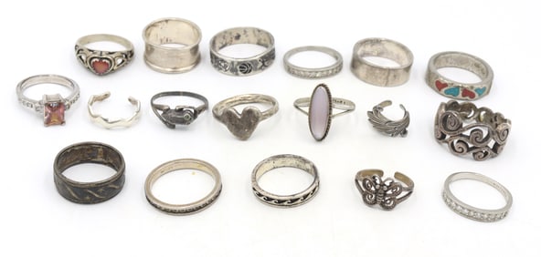 Group lot of Vintage 925 sterling silver rings