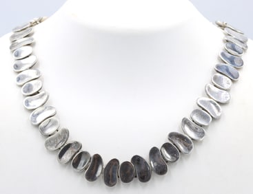 Vintage 925 sterling silver bean link necklace