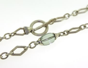 Stylish Charles Krypell Green Quartz & Diamond Necklace