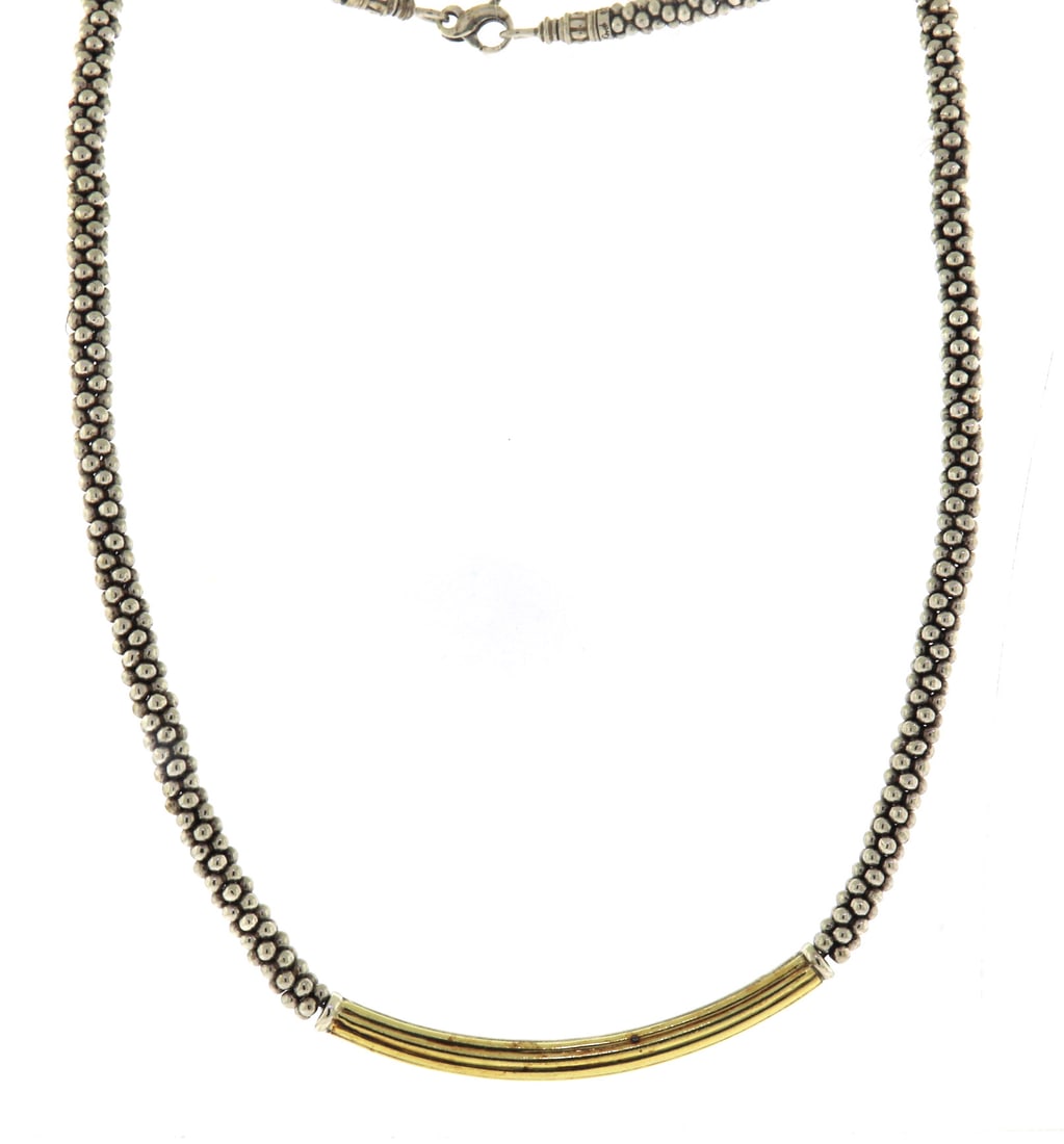 Sterling Silver Lagos Caviar Bar Necklace (1 of 5)
