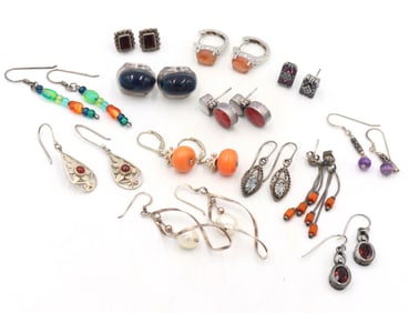 Vintage 925 sterling silver group lot of earrings