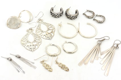 Vintage 925 sterling silver group lot of earrings