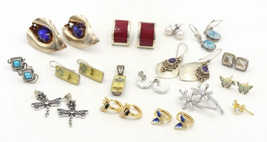 Vintage 925 sterling silver group lot of earrings