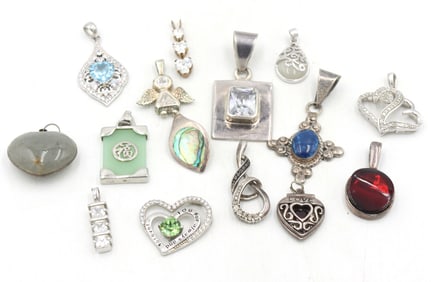 Vintage 925 sterling silver group lot of pendants