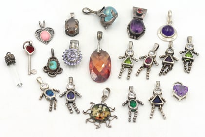 Group lot of Vintage 925 sterling silver pendants