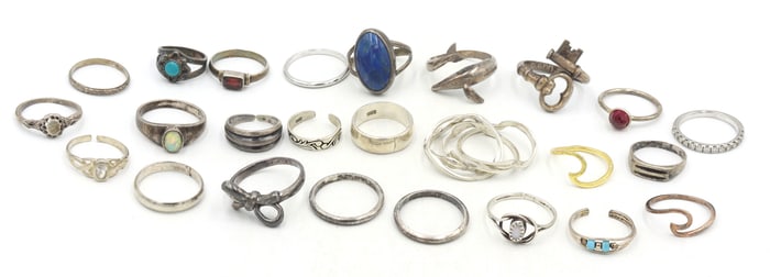 Group lot of Vintage 925 sterling silver rings