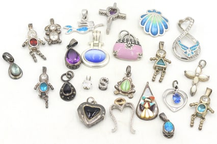Group lot of Vintage 925 sterling silver pendants