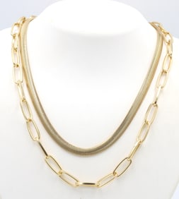 Jennifer Miller double row gold tone necklace