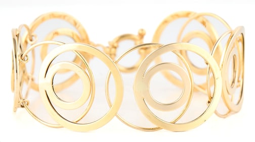 Polished Multi Circle Geometric Link Bracelet in 14K