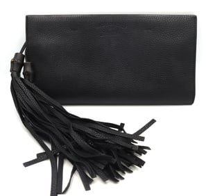 Gucci black leather clutch with Tassel