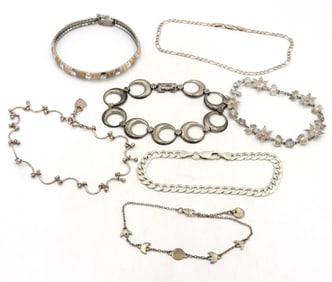 Group lot of 7 Vintage 925 sterling silver bracelets