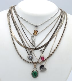 Group lot of 8 Vintage 925 sterling silver necklaces