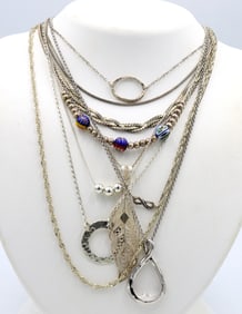 Group lot of Vintage 925 sterling silver 10 necklaces