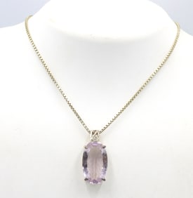 Vintage 925 sterling silver crystal pendant on Italian box chain