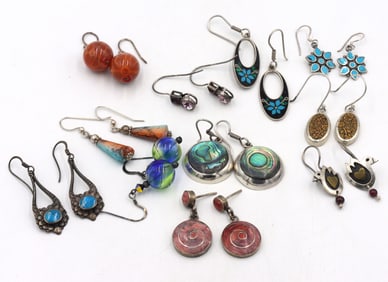 Vintage 925 sterling silver group lot of earrings