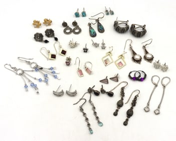 Vintage 925 sterling silver group lot of earrings