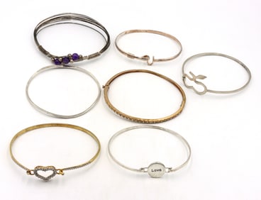 Group lot of Vintage 925 sterling silver bangles