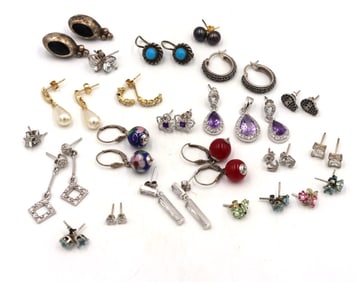 Group lot of Vintage 925 sterling silver earrings