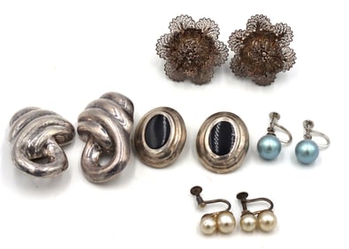 Group lot of Vintage 925 sterling silver earrings