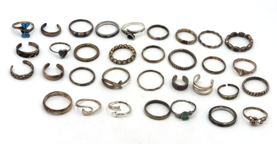 Vintage 925 sterling silver group lot of rings