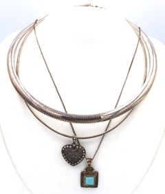 Vintage group lot of 925 sterling silver necklaces